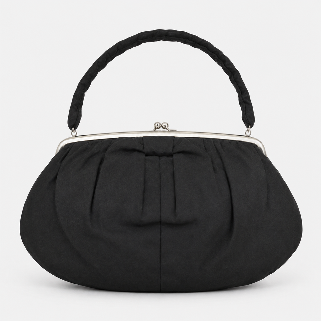 Black Handbag with Kiss-Lock Closure-1