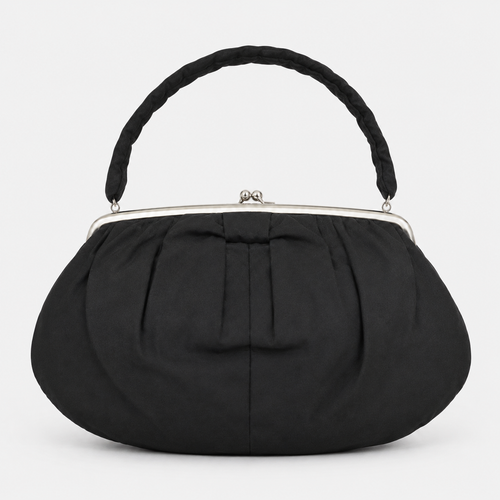 Black Handbag with Kiss-Lock Closure-1