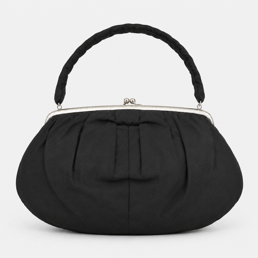 Black Handbag with Kiss-Lock Closure