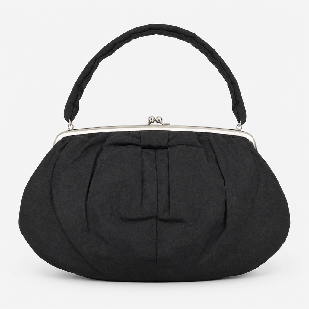 Black Handbag with Kiss-Lock Closure-2