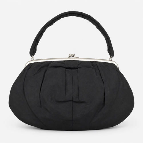 Black Handbag with Kiss-Lock Closure-2