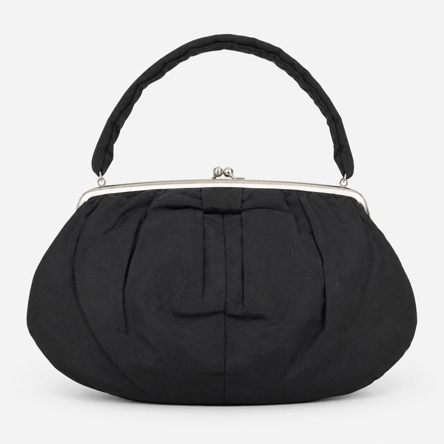 Black Handbag with Kiss-Lock Closure