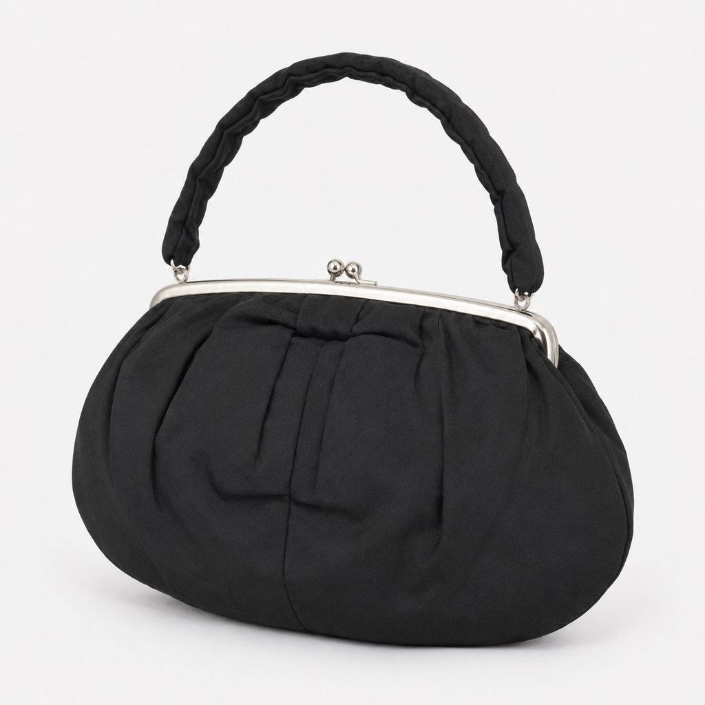 Black Handbag with Kiss-Lock Closure-3