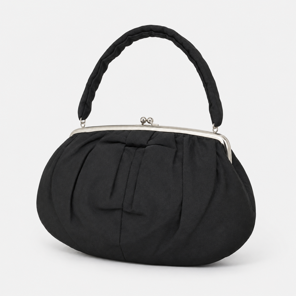 Black Handbag with Kiss-Lock Closure-4