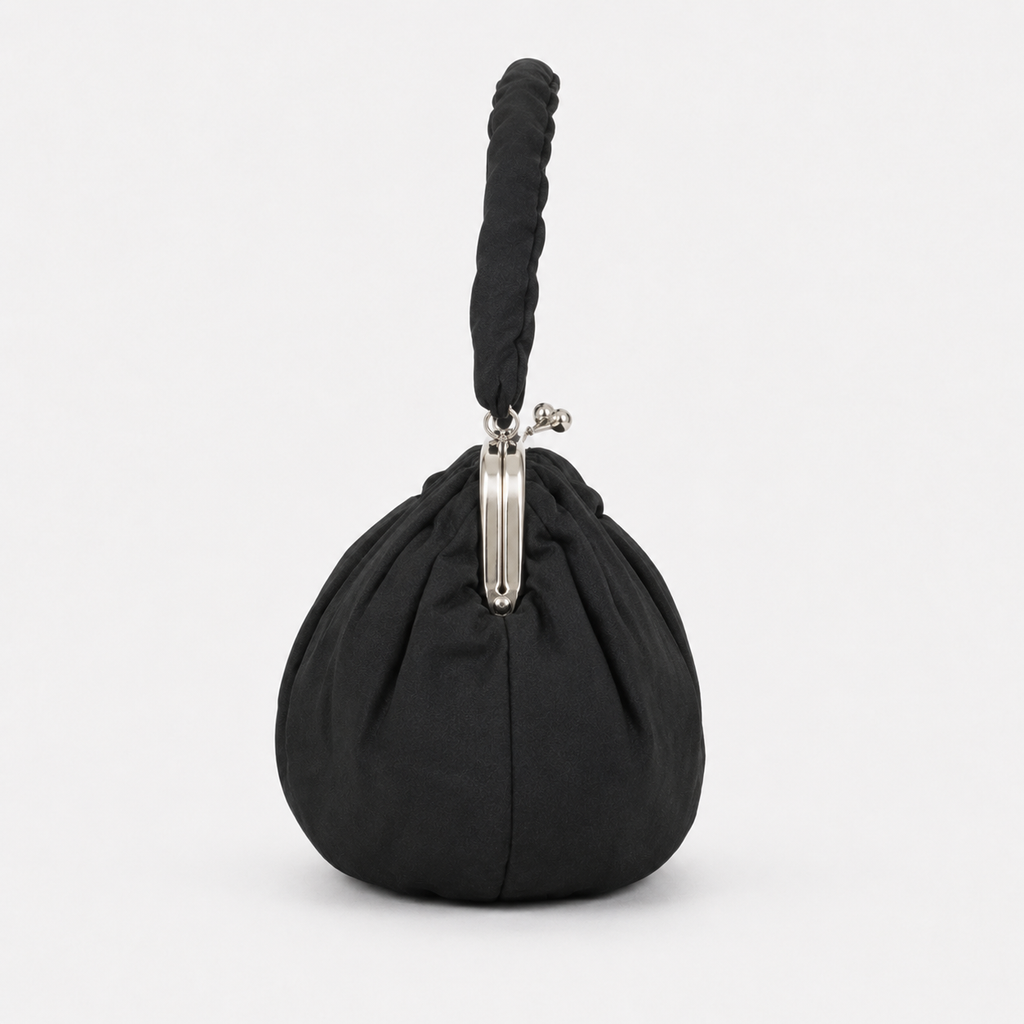 Black Handbag with Kiss-Lock Closure-5