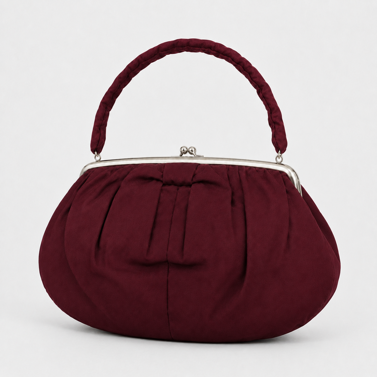 Burgundy Handbag with Kiss-Lock Closure-1