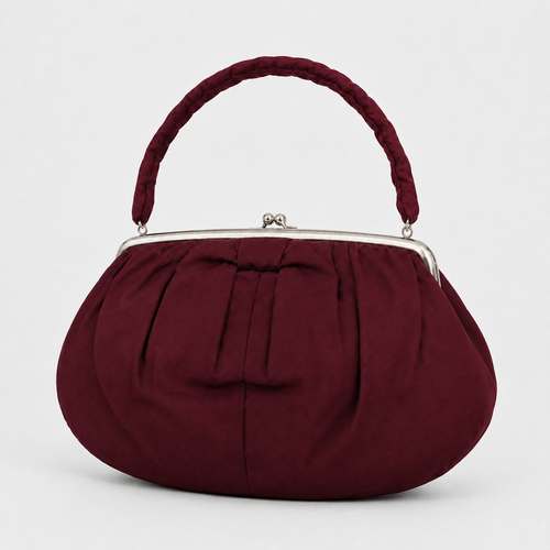 Burgundy Handbag with Kiss-Lock Closure-1
