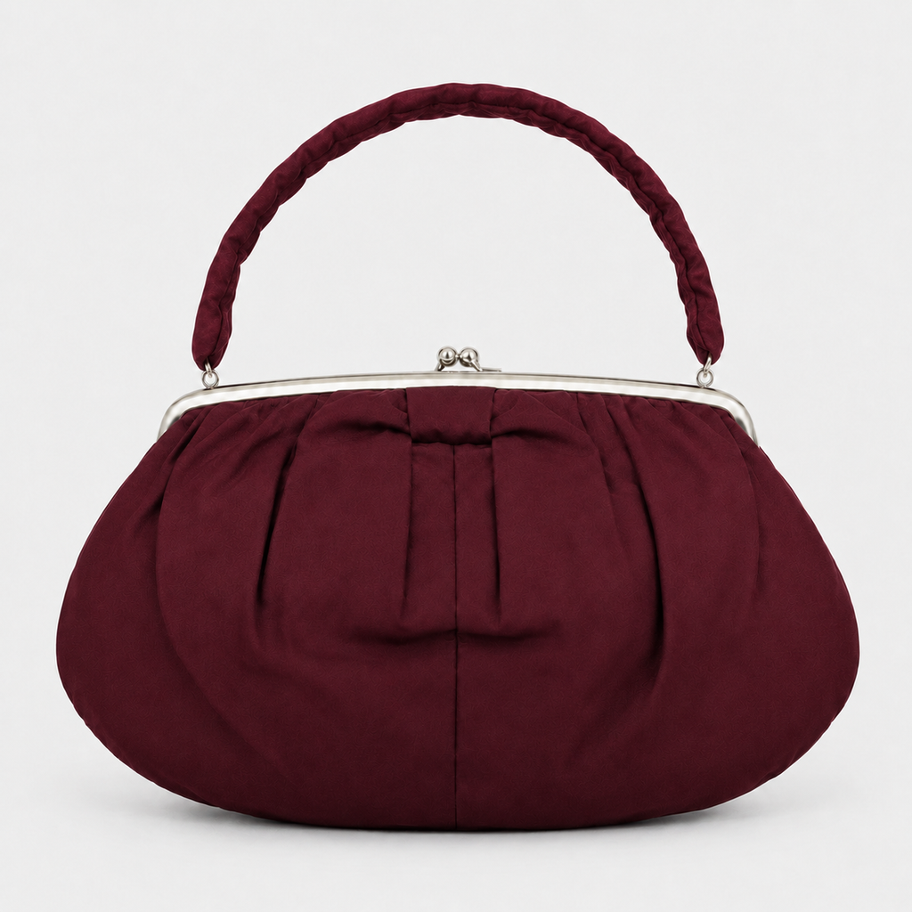 Burgundy Handbag with Kiss-Lock Closure-2