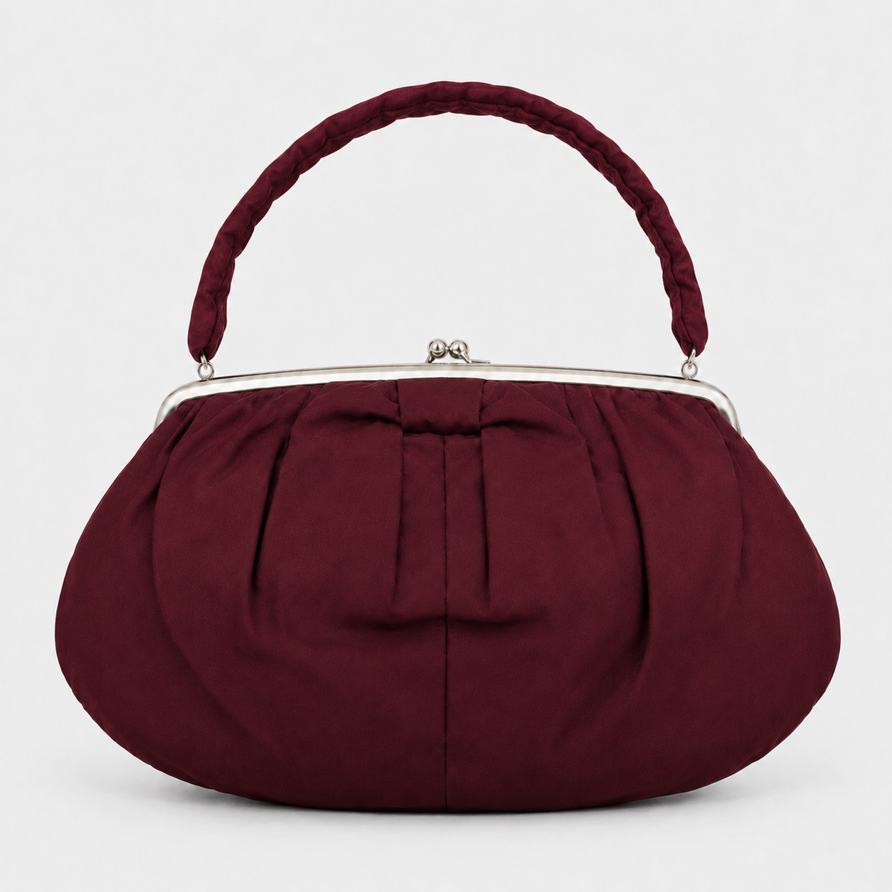Burgundy Handbag with Kiss-Lock Closure-2