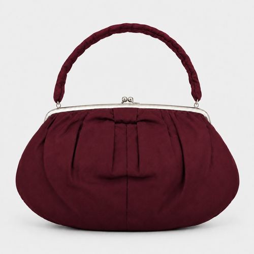 Burgundy Handbag with Kiss-Lock Closure-2