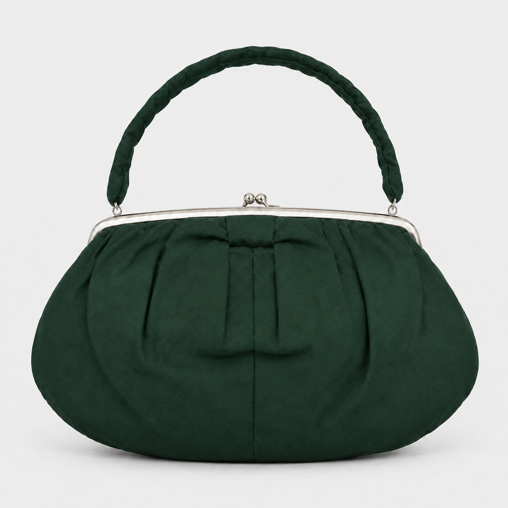 Green Handbag with Kiss-Lock Closure-1