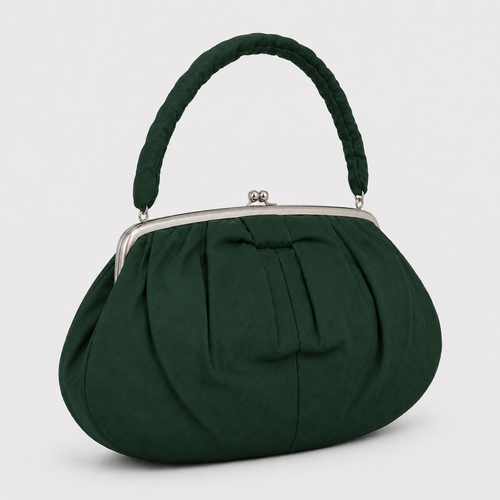 Green Handbag with Kiss-Lock Closure-2