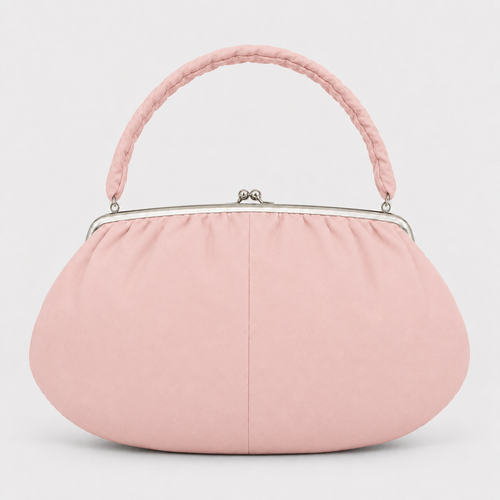 Pink Handbag with Kiss-Lock Closure-1