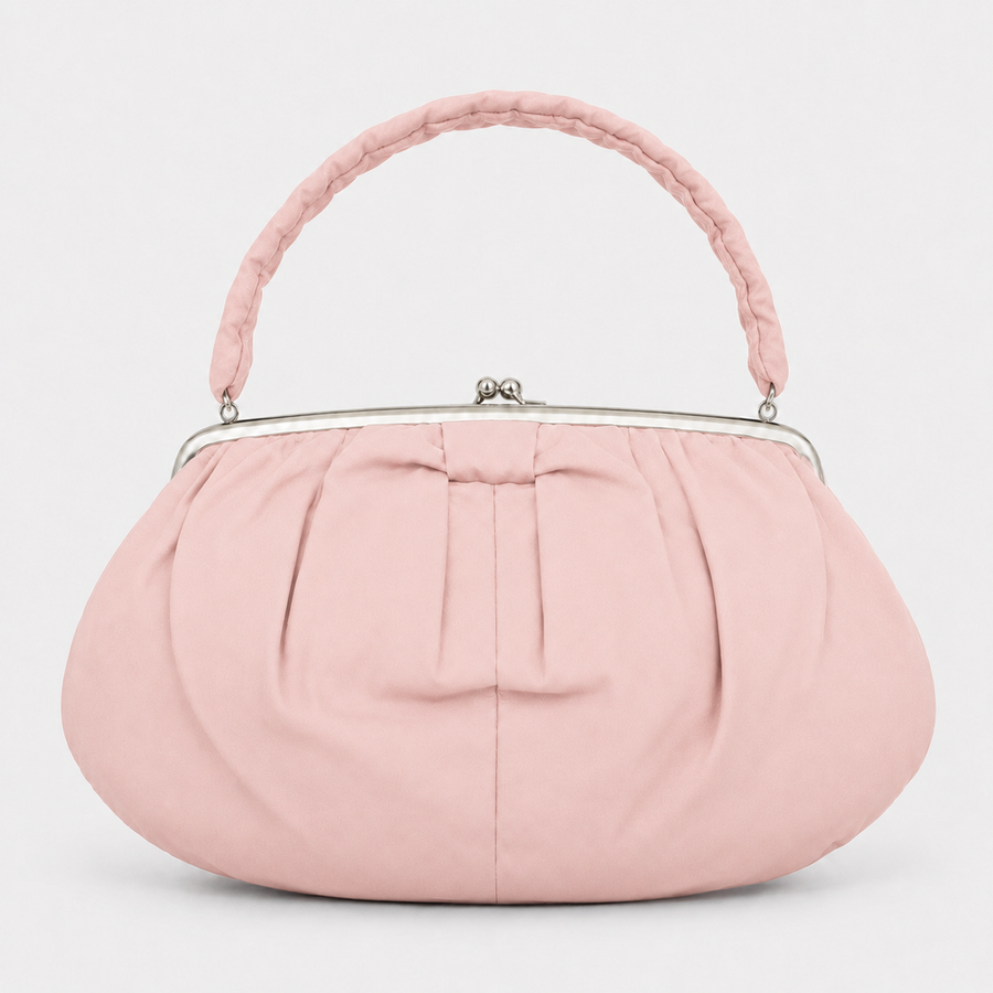 Pink Handbag with Kiss-Lock Closure