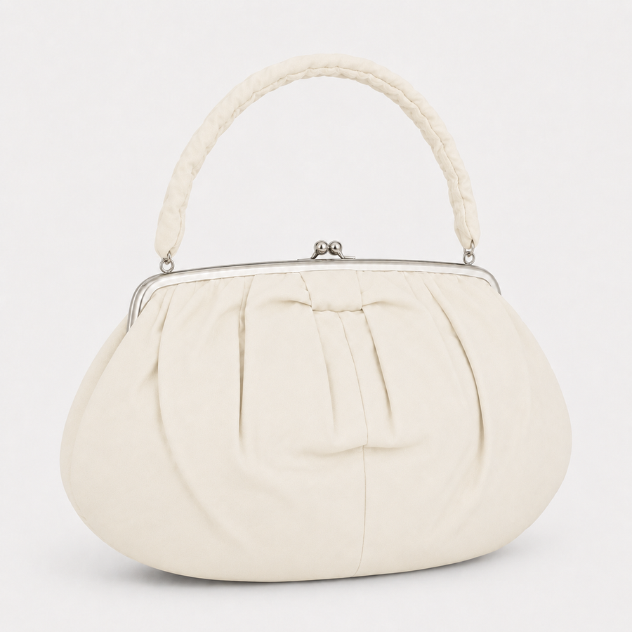 White Handbag with Kiss-Lock Closure