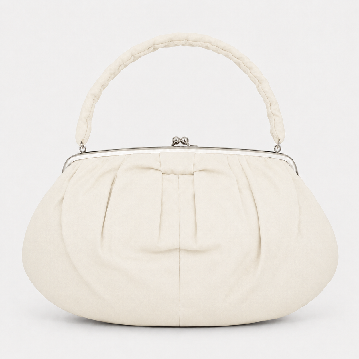 White Handbag with Kiss-Lock Closure-2