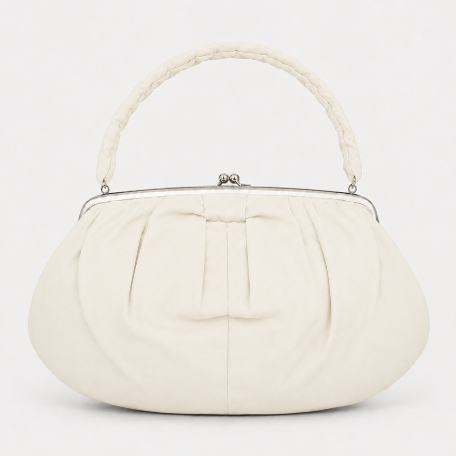 White Handbag with Kiss-Lock Closure